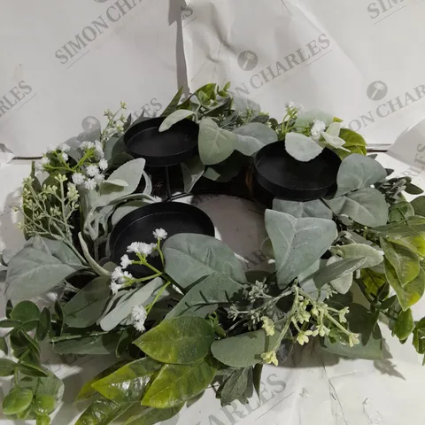HOME REFLECTIONS 3 IN 1 FLAMELESS CANDLE WITH WREATH SET - SAGE 