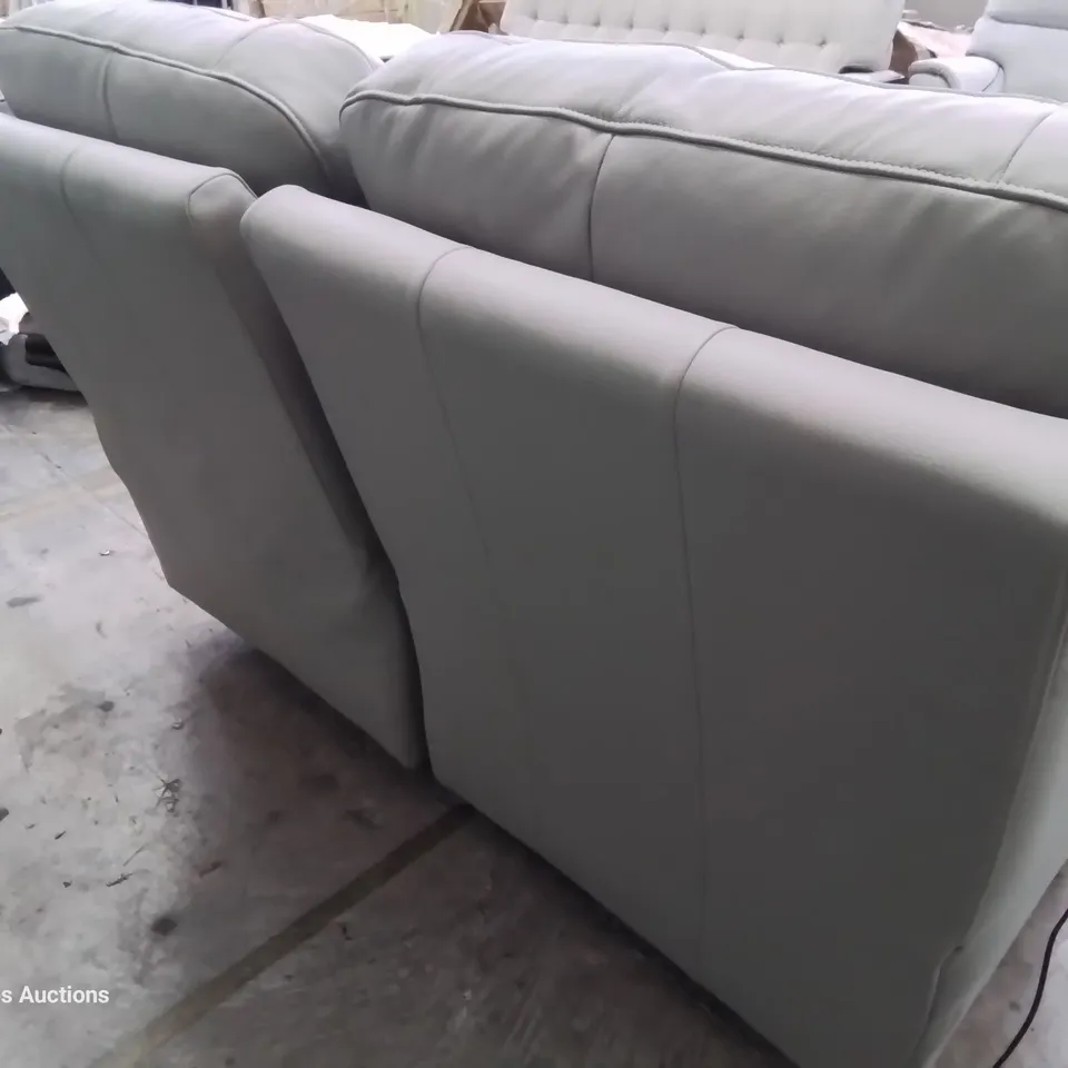 QUALITY BRITISH DESIGNER & MANUFACTURED G PLAN SEATTLE POWER RECLINING TWO SEATER SOFA CAMBRIDGE GREY LEATHER 