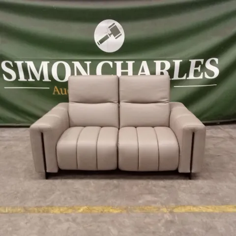 QUALITY DESIGNER ITALIAN MADE CREMA 2 SEATER LEATHER LOVESEAT SOFA