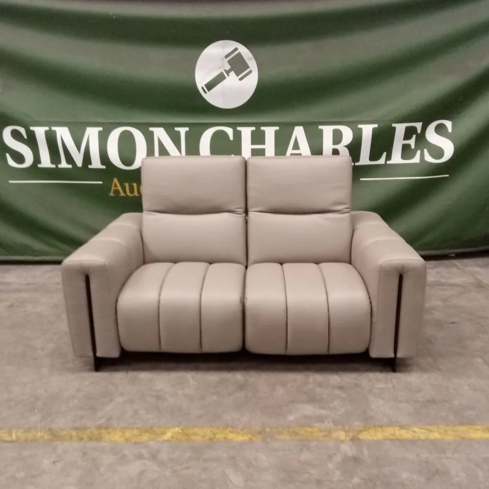 QUALITY DESIGNER ITALIAN MADE CREMA 2 SEATER LEATHER LOVESEAT SOFA