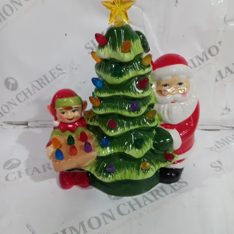 MR. CHRISTMAS NOSTALGIC TREE WITH SANTA AND ELF ORNAMENT