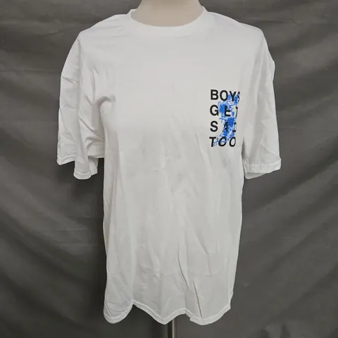 BOYS GET SAD TOO BACK GRAPHIC TEE IN WHITE SIZE L