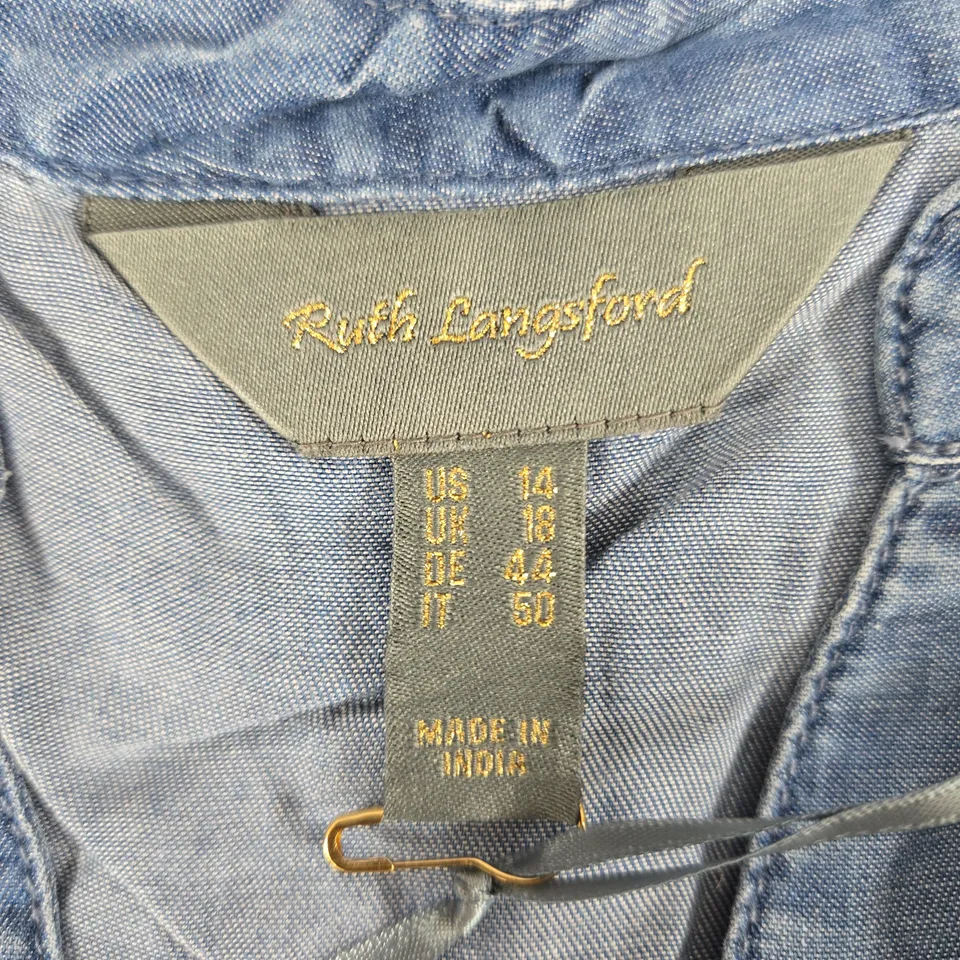 RUTH LANGSFORD DENIM SHIRT – WOMEN'S LIGHTWEIGHT BUTTON-FRONT, UK 18 (US 14), 