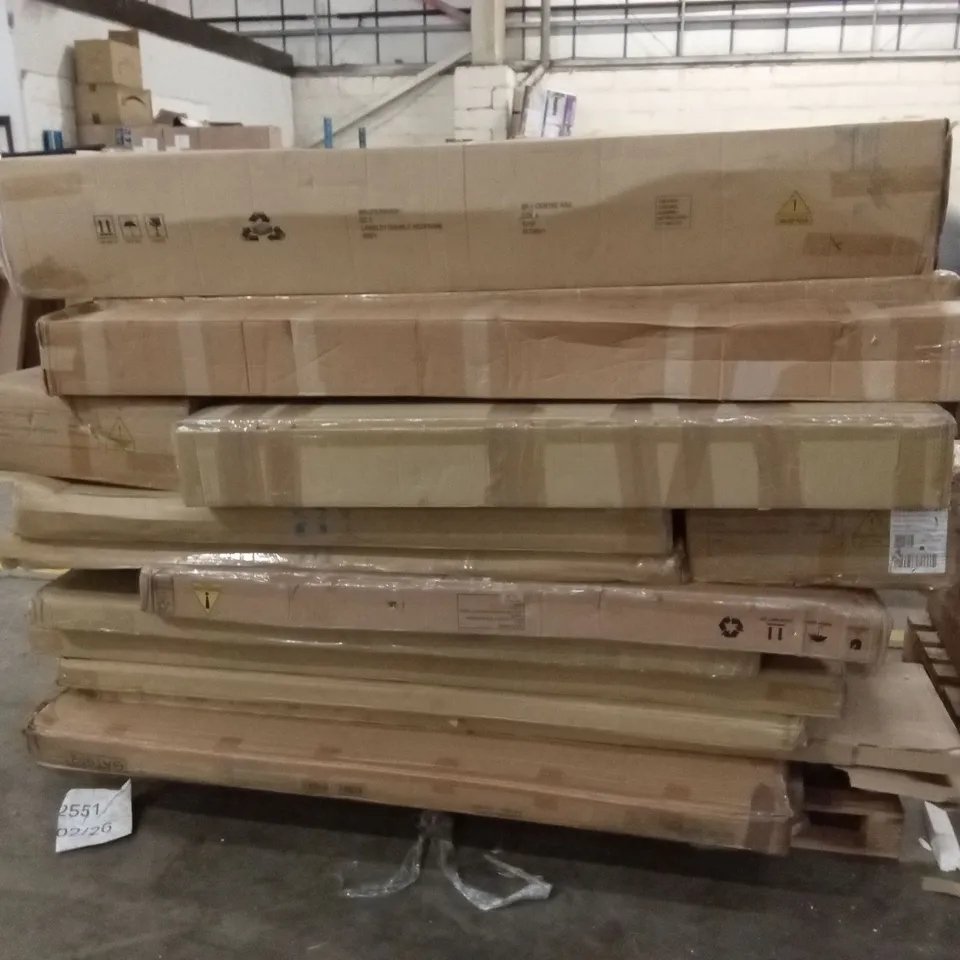 PALLET OF ASSORTED DESIGNER INCOMPLETE FLATPACK FURNITURE SETS AND PIECES 