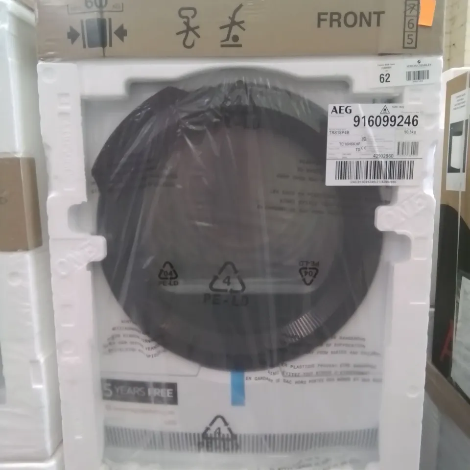 AEG TR818P4B 8KG HEAT PUMP CONDENSER TUMBLE DRYER - WHITE
