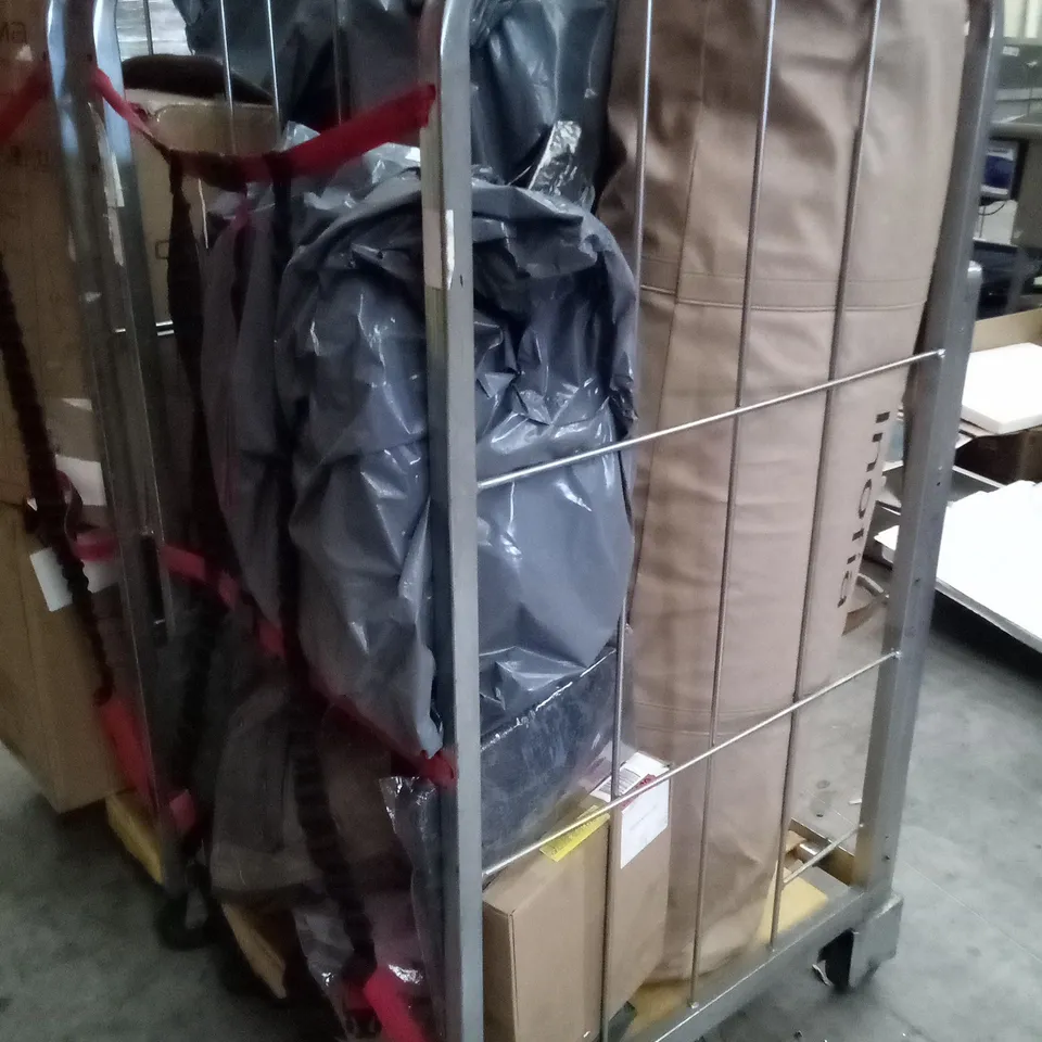 2 CAGES OF ASSORTED ITEMS INCLUDING COMHOMA OFFICE CHAIR, NEWENTOR MATTRESS TOPPER, MAXX ONE SECURITY CAMERA, SILENT WALL CLOCK, ROLL OF BUBBLE WRAP 