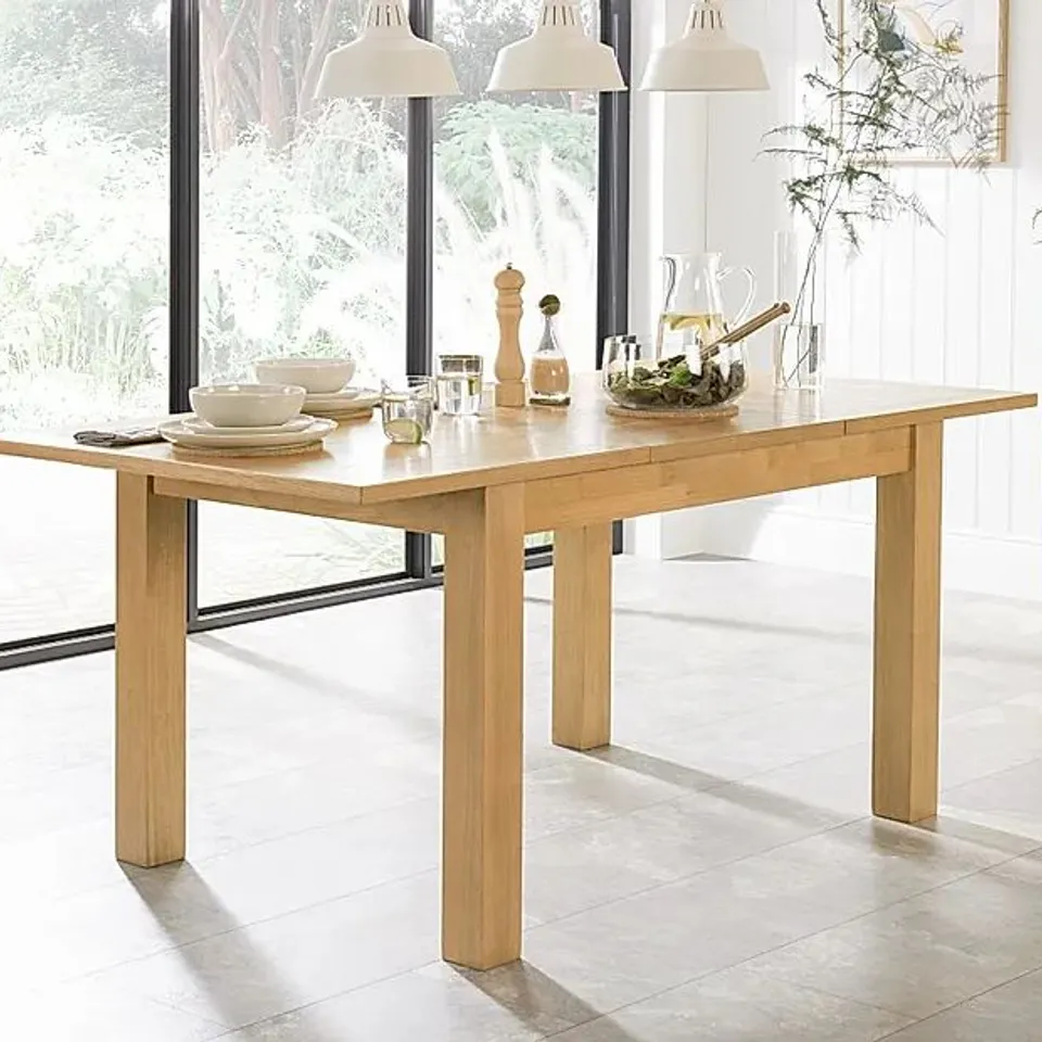 BOXED HAMILTON OAK EXTENDING DINING TABLE 120-170cm (2 boxes)