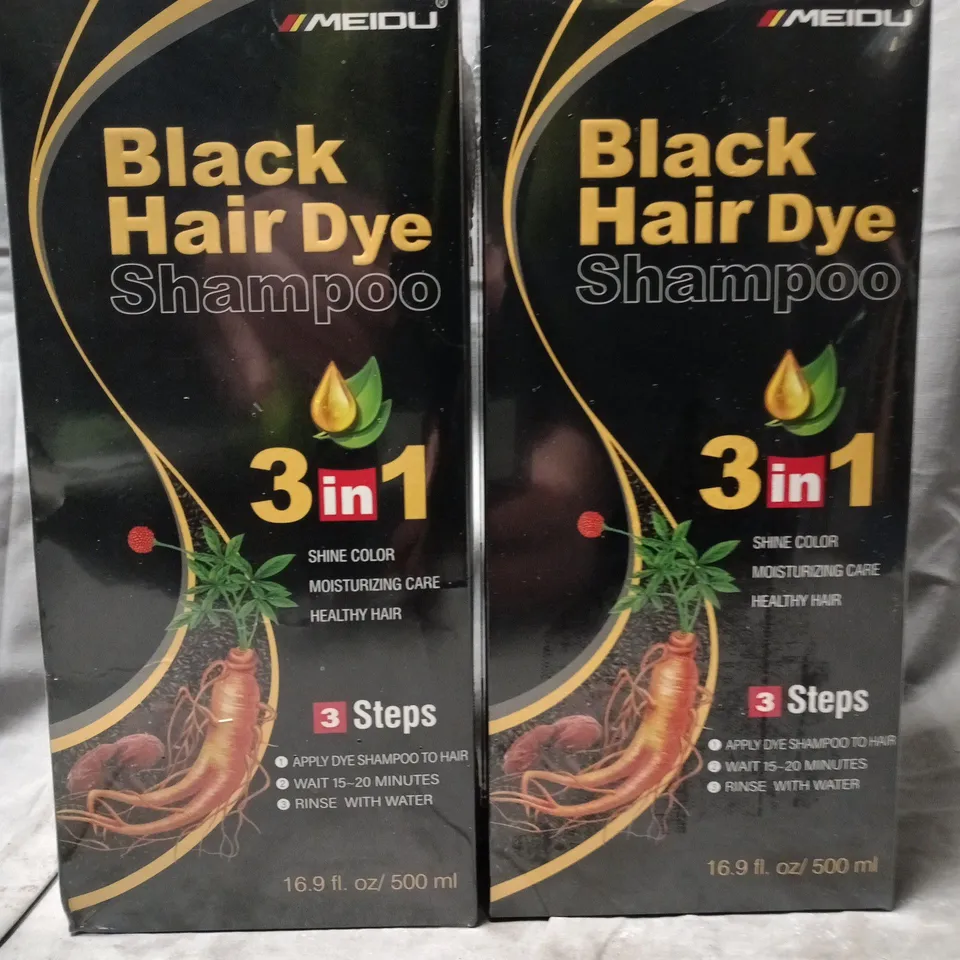 LOT OF 2 SEALED 500ML MEIDU BLACK HAIR SHAMPOOS