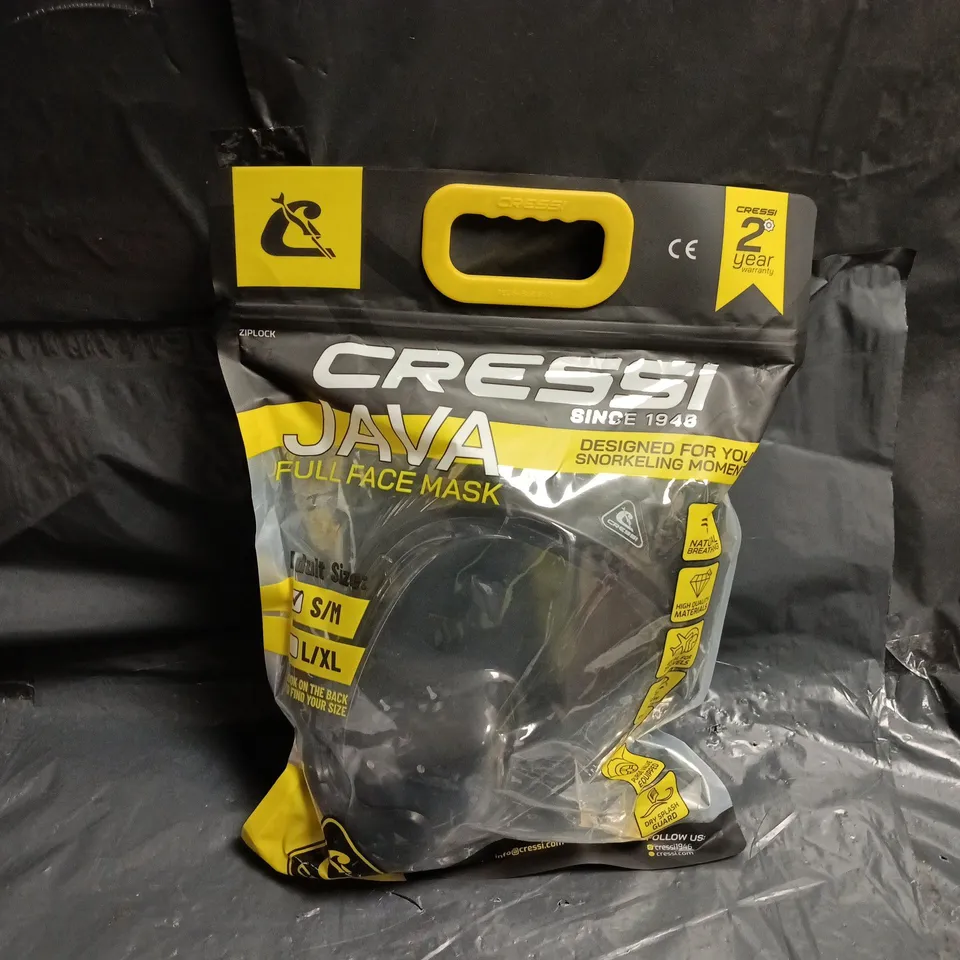 CRESSI JAVA FULL FACE SNORKEL MASK – ADULT, S/M (SEALED PACKAGING). SNORKELING