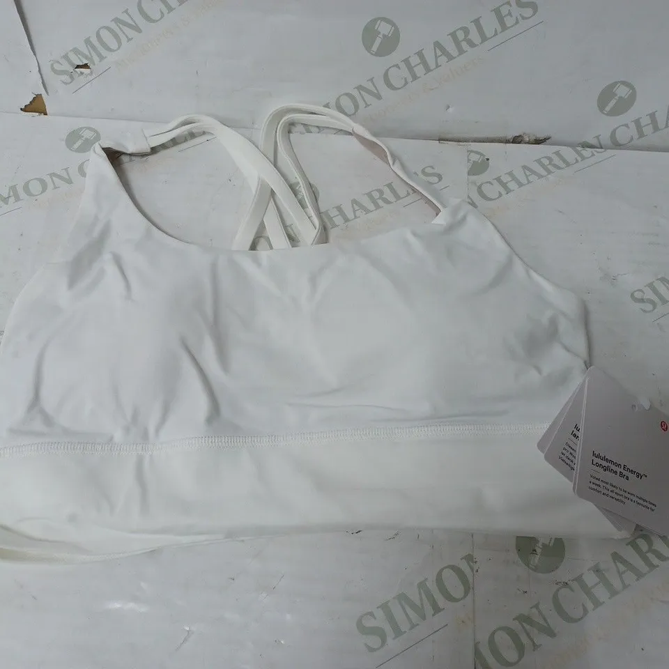 LULULEMON ENERGY LONGLINE BRA IN WHITE - SIZE 8