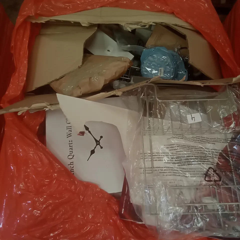 PALLET OF ASSORTED ITEMS INCLUDING WALL CLOCK, GROOMING BRUSH, STEAM MOP