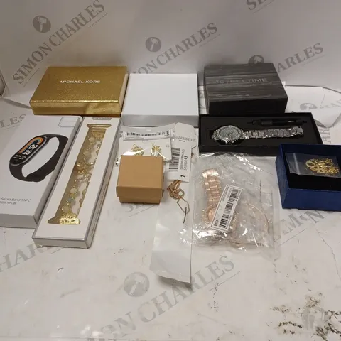 APPROXIMATELY 20 ASSORTED JEWELLERY ITEMS TO INCLUDE WATCHES, EARRINGS AND NECKLACES