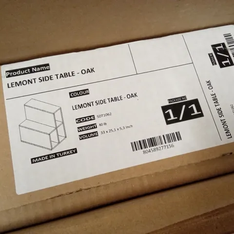 BOXED LEMONT SIDE TABLE - OAK EFFECT (1 BOX)