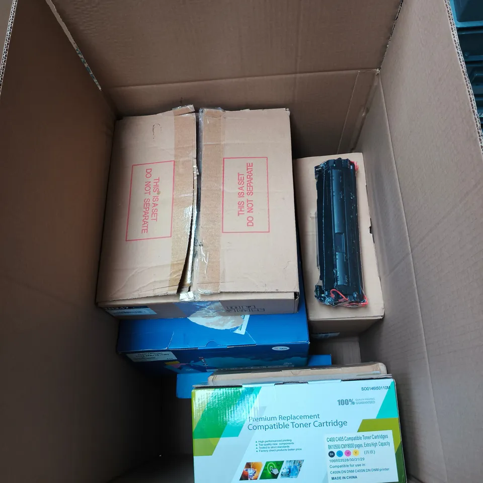 BOX OF APPROXIMATELY 10 ASSORTED PRINTER CARTRIDGE PRODUCTS