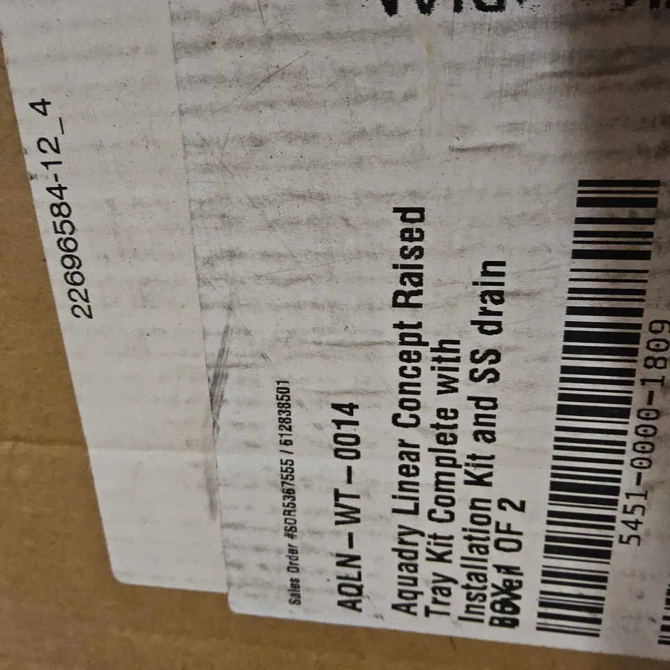 THREE BOXES OF AQUADRY LINEAR CONCEPT RAISED SHOWER TRAY KIT PARTS