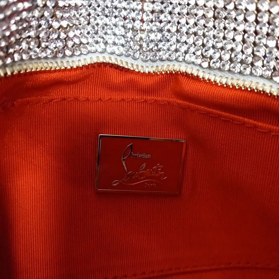 CHRISTIAN LOUBOUTIN SILVER OMBRE CRYSTAL CLUTCH BAG