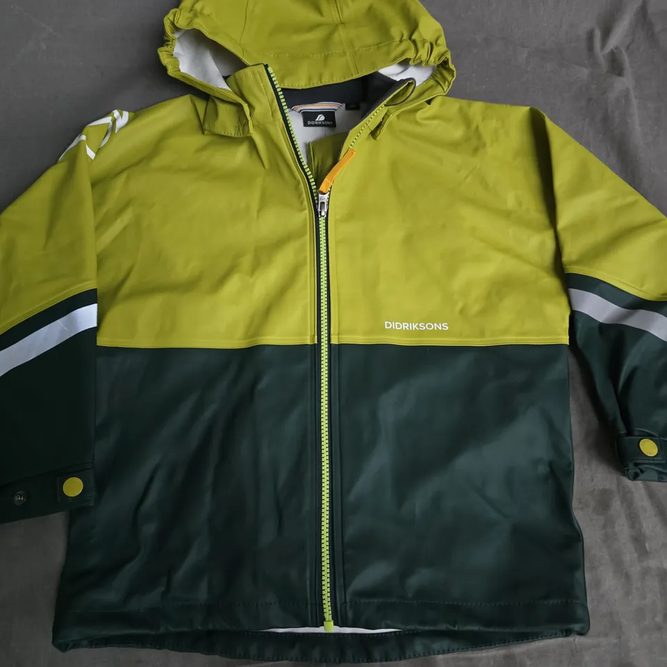 DIDRIKSONS WATERPROOF KID ZIP THROUGH COAT IN GREEN - 120
