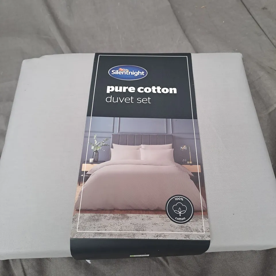 SILENTNIGHT PURE COTTON DUVET SET - GREY - DOUBLE