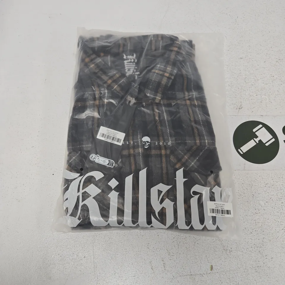 LOT OF APPROXIMATELY 12 BRAND NEW KILLSTAR BURNING LIGHT SHIRTS IN BLACK/GREY - VARIOUS SIZES