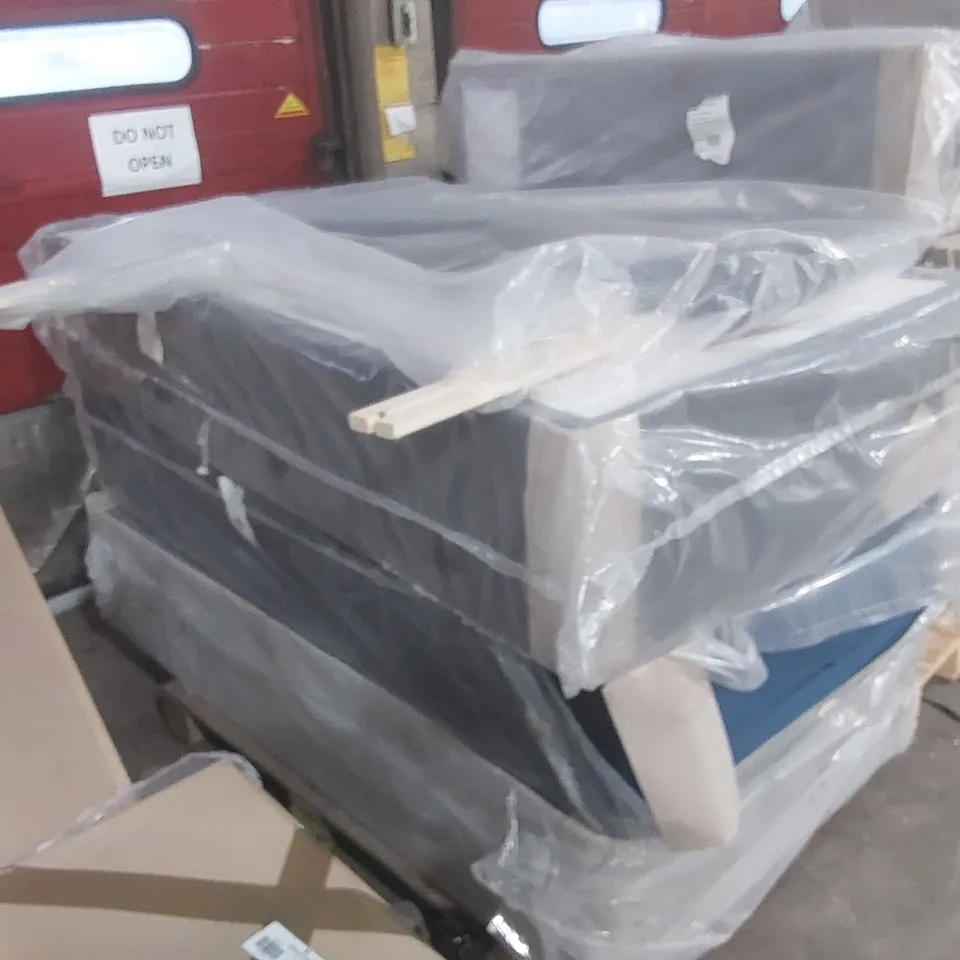 PALLET CONTAINING 3 ASSORTED DIVAN BASE PARTS AND 1 HEADBOARD 