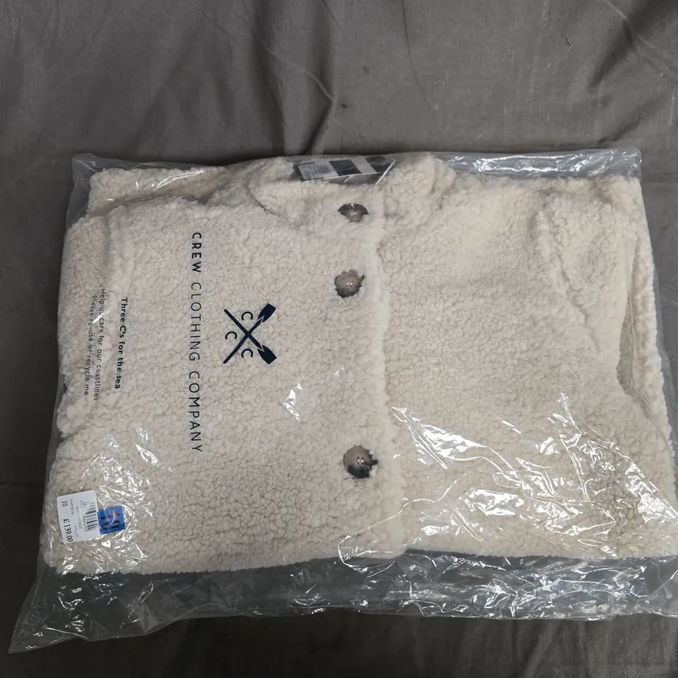 BAGGED CREW CLOTHING COMPANY BORG JACKET IN OATMEAL- SIZE 10