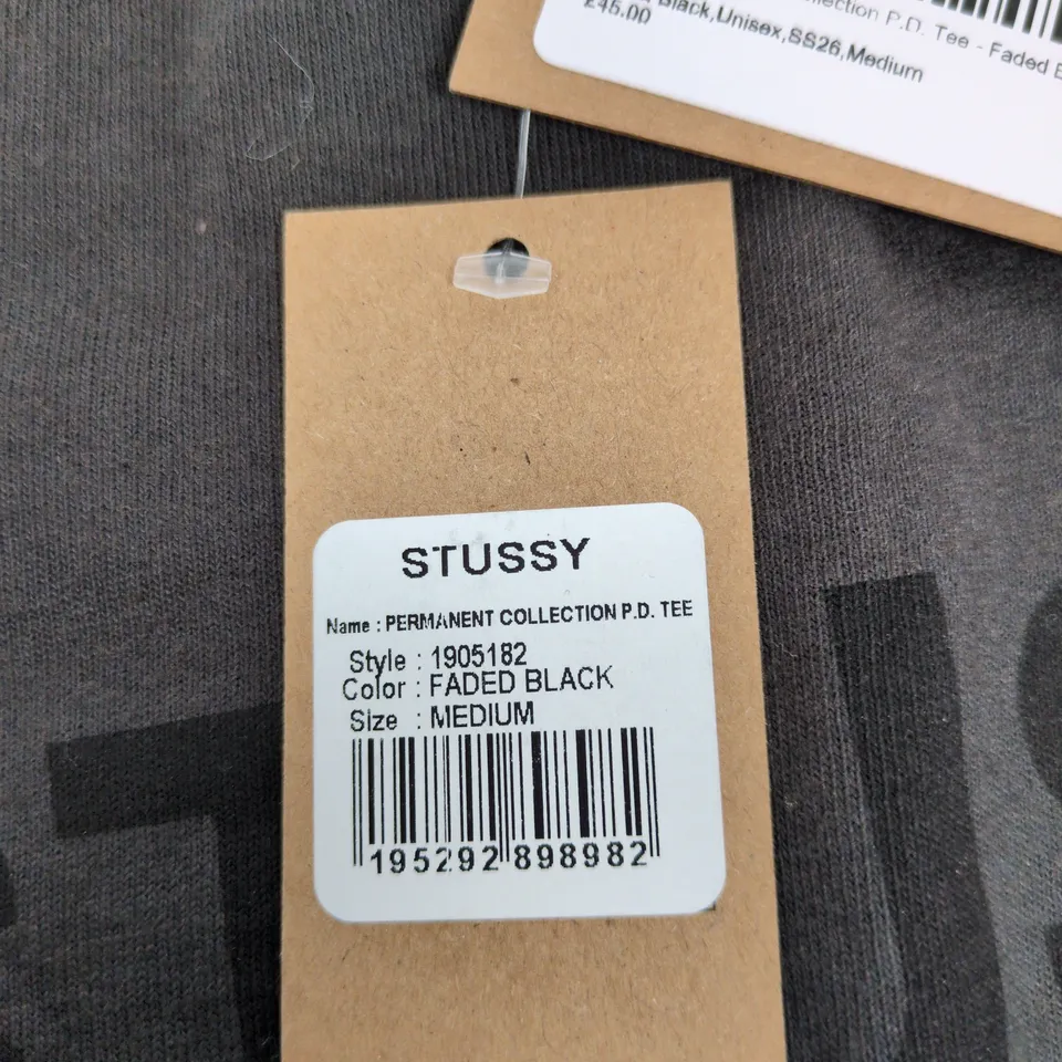 STUSSY PERMANENT COLLECTION P.D. TEE – FADED BLACK – MEDIUM