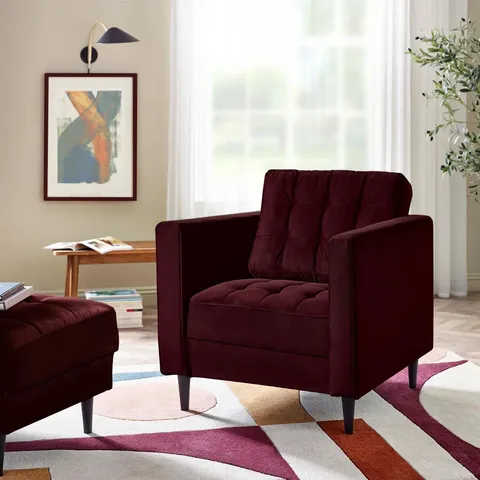 BOXED JOLENE MAROON VELVET ARMCHAIR