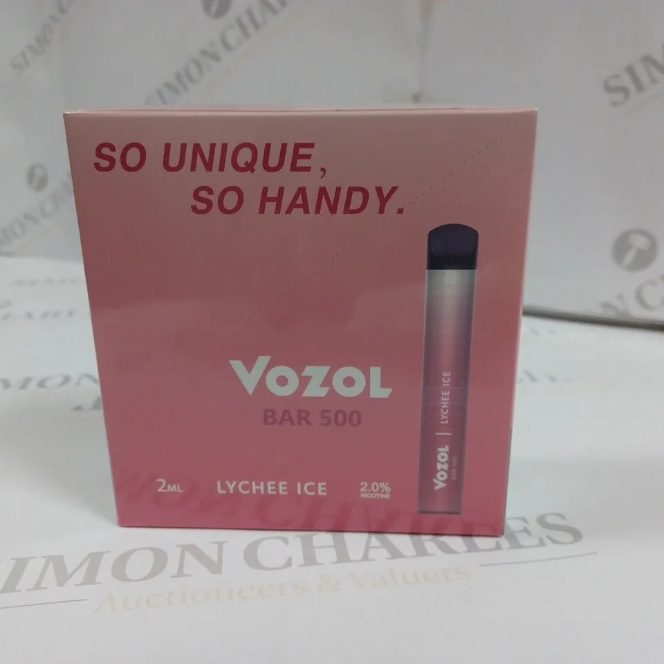 SEALED 10-PACK OF VOZOL BARR 500 E-CIGARETTES - LYCHEE ICE
