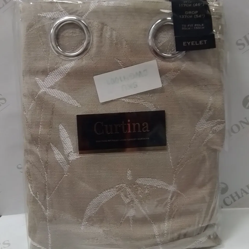 BAGGED CURTINA FULLY LINED LUXURIOUS EYELET CURTAINS  // 46" X 54"  -NATURAL-