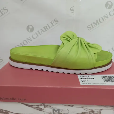 MODA IN PELLE OMYRA LIME GREEN LEATHER SANDAL SLIDERS - SIZE 8