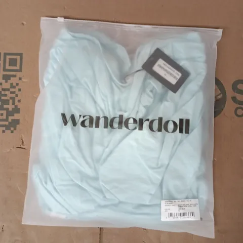 BAGGED WANDERDOLL ASHTIN MINI SKIRT WITH DRAPED FRONT DETAIL IN BABY BLUE SIZE XL