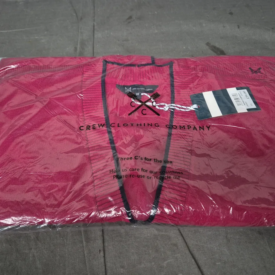 CREW CLOTHING COMPANY POCKET CARDIGAN – CHERRY, UK SIZE 10