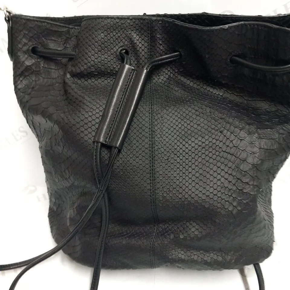 ELIZABETH AND JAMES BLACK SNAKE BUCKET BAG