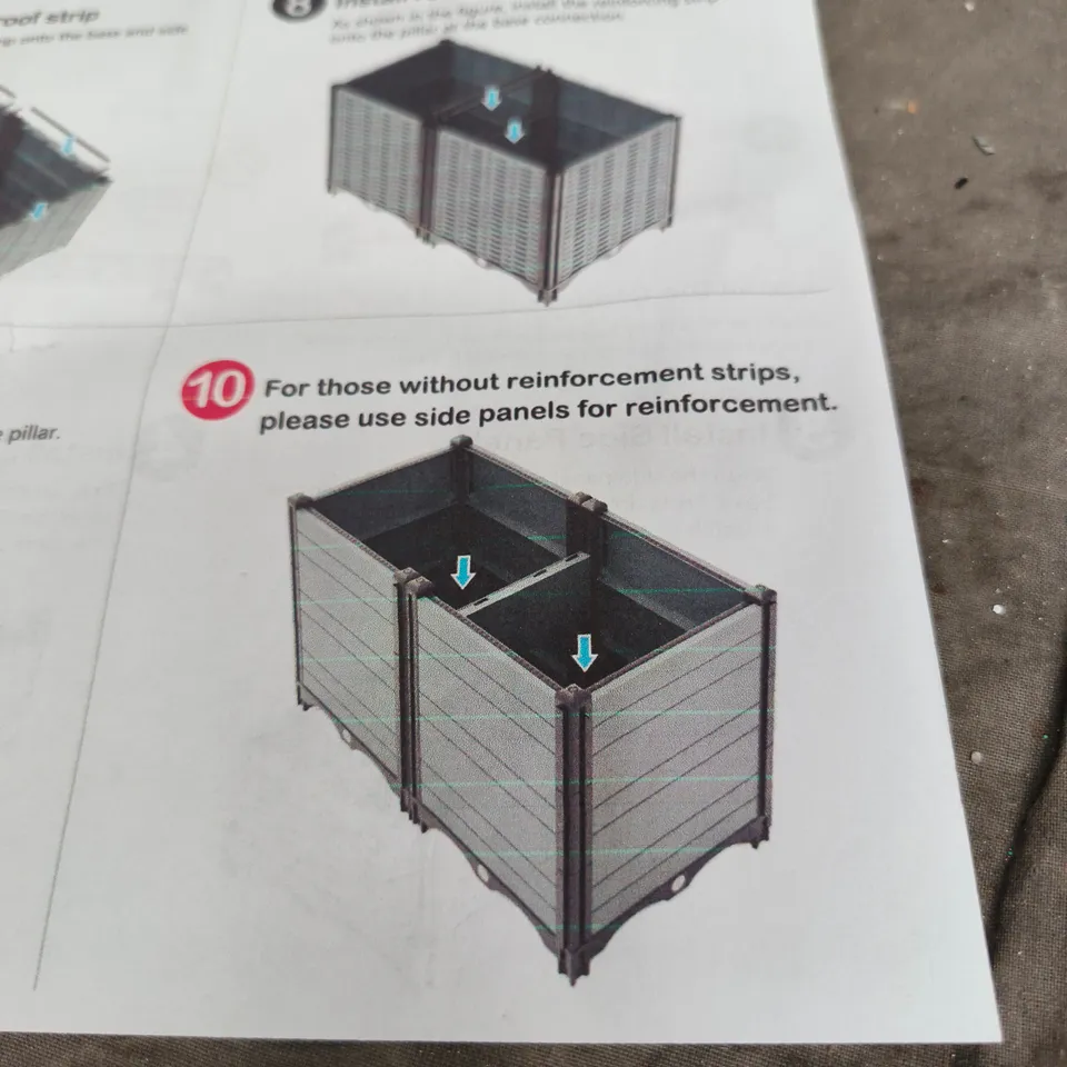 GARDEN MODULAR PLASTIC RAISED BED PLANTER WITH INSTRUCTIONS BLACK