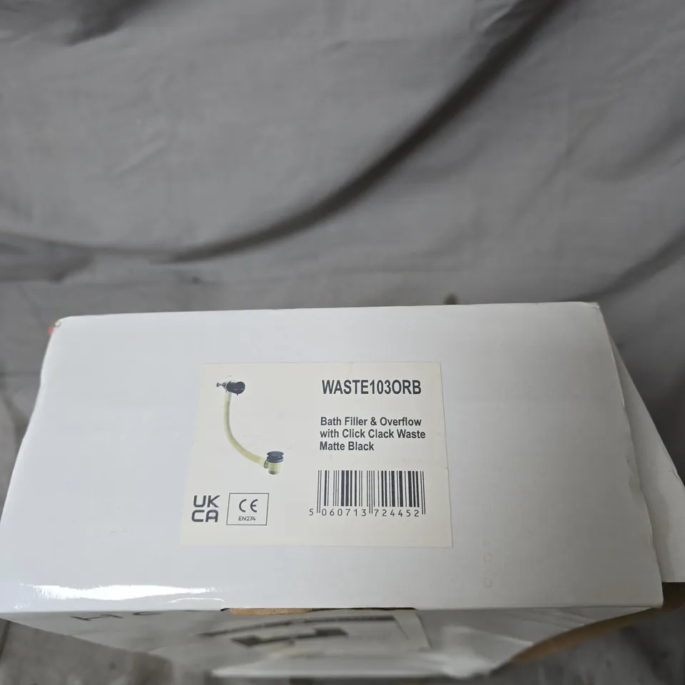 PLUMBING EQUIPMENT WASTE1030RB BATH FILLER & OVERFLOW WITH CLICK-CLACK WASTE – MATTE BLACK