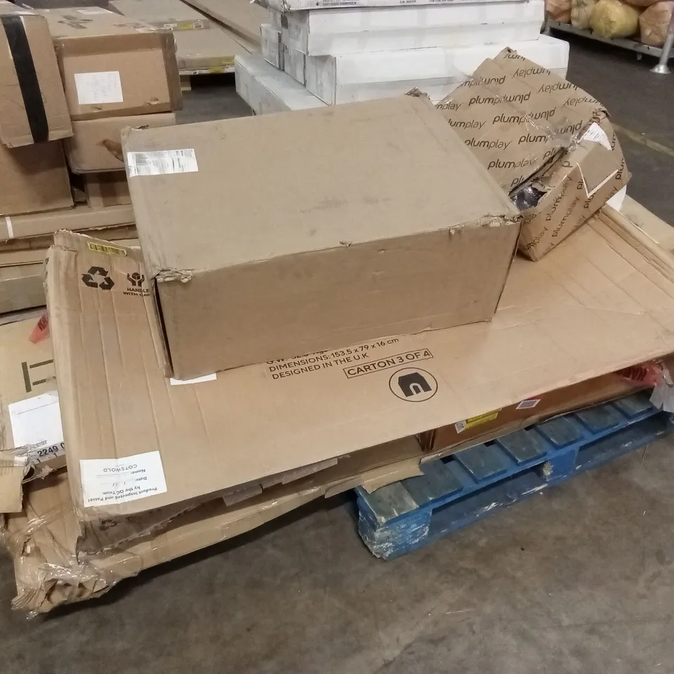 PALLET OF ASSORTED INCOMPLETE DESIGNER FURNITURE AND FURNITURE PARTS