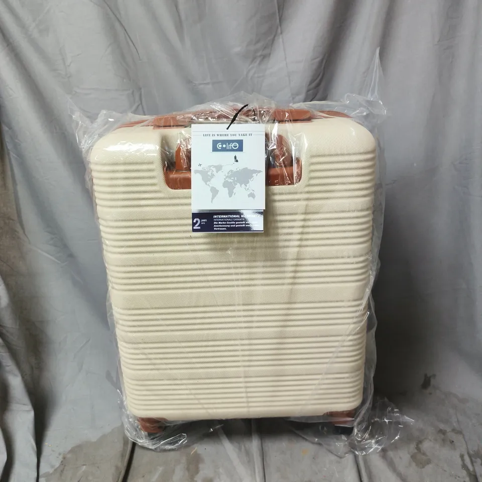 GO LIFE TRAVEL LUGGAGE SUITCASE – BEIGE, WRAPPED
