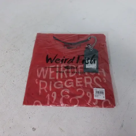 BAGGED WEIRDFISH RIGGER T-SHIRT IN RUST LEAVES - M
