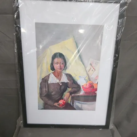 FRAMED PRINT OF "GIRL WITH POMEGRANATES" BY LAURA WHEELER WARING - COLLECTION ONLY