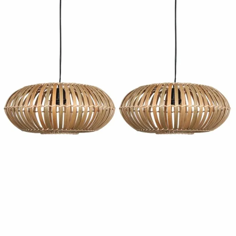 BOXED TRINTON 17.5CM H × 39CM W BAMBOO/RATTAN ROUND PENDANT SHADE