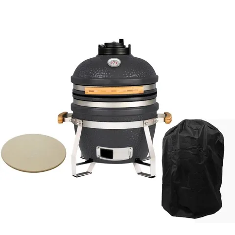 BOXED BOSS GRILL THE EGG XS - 15 INCH CERAMIC KAMADO STYLE CHARCOAL SMOKER BBQ GRILL