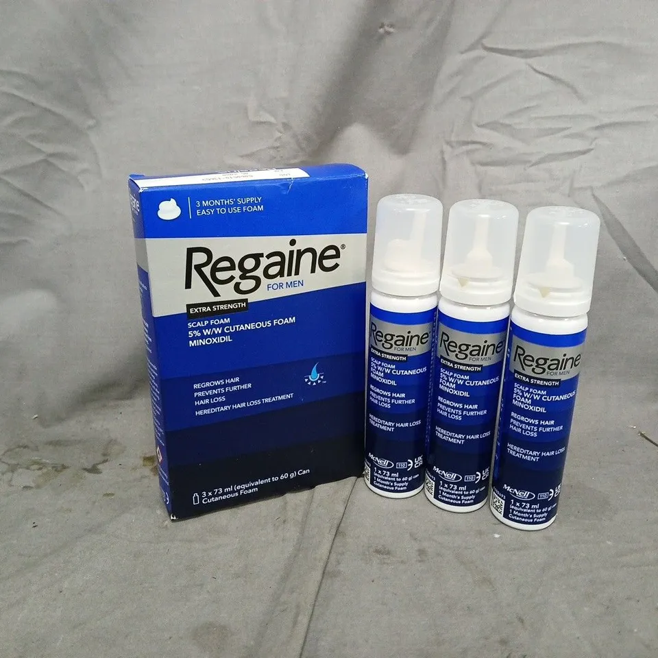 BOXED REGAINE FOR MEN FOAM HAIR RE-GROWTH WITH MINOXIDIL 3X73ML 