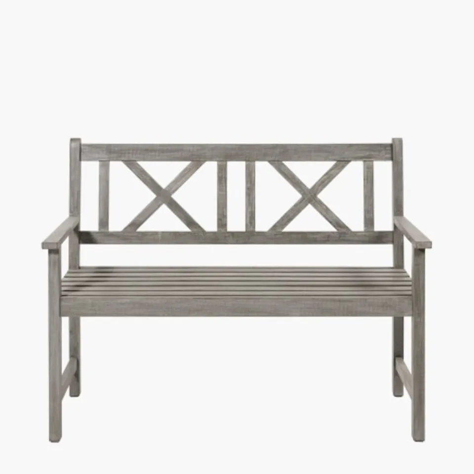BOXED CAMBRIDGE ANTIQUE GREY OUTDOOR 2 SEATER BENCH (1 BOX)