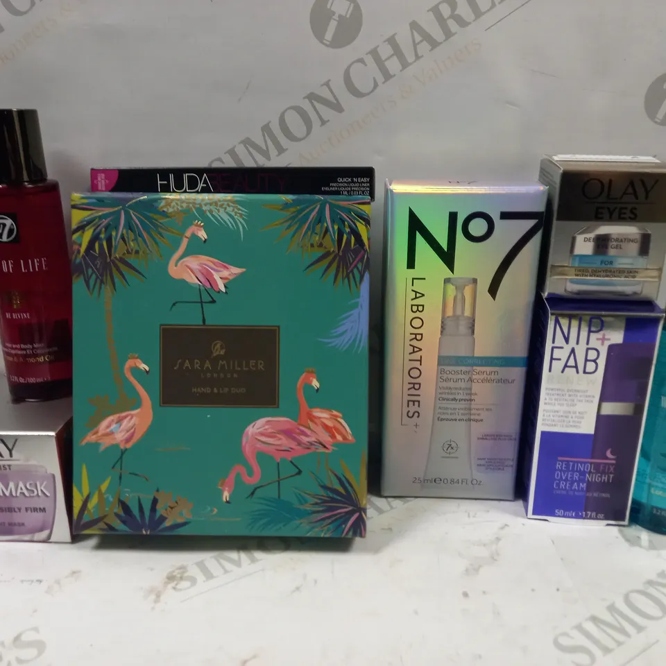 BOX CONTAIN APPROXIMATELY 25 WOMEN'S BEAUTY PRODUCTS, INCLUDES BODY MIST, EYE GEL & AN ASSORTMENT OF CREAMS