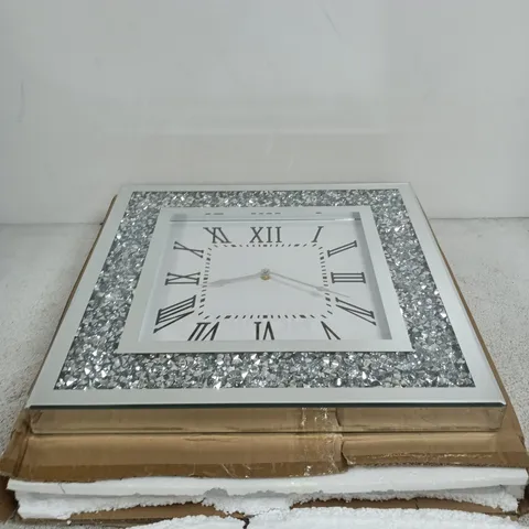 SQUARE CRYSTAL-EMBELLISHED WALL CLOCK