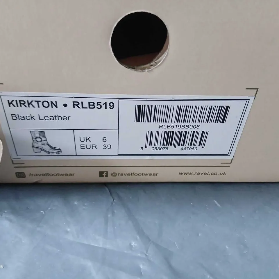 RAVEL KIRKTON RLB519 BLACK LEATHER BOOTS – UK 6 (EUR 39)