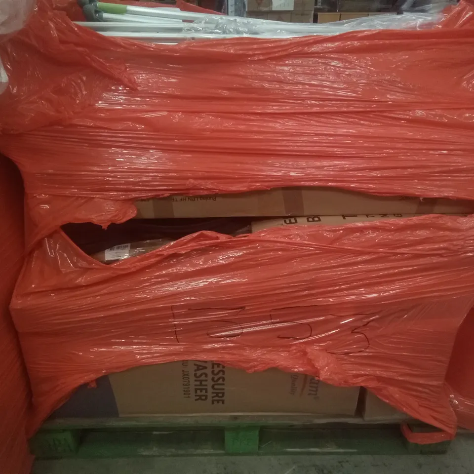 PALLET OF ASSORTED ITEMS INCLUDING STREAM PRESSURE WASHER, AIR COOLER, CRUTCHES 