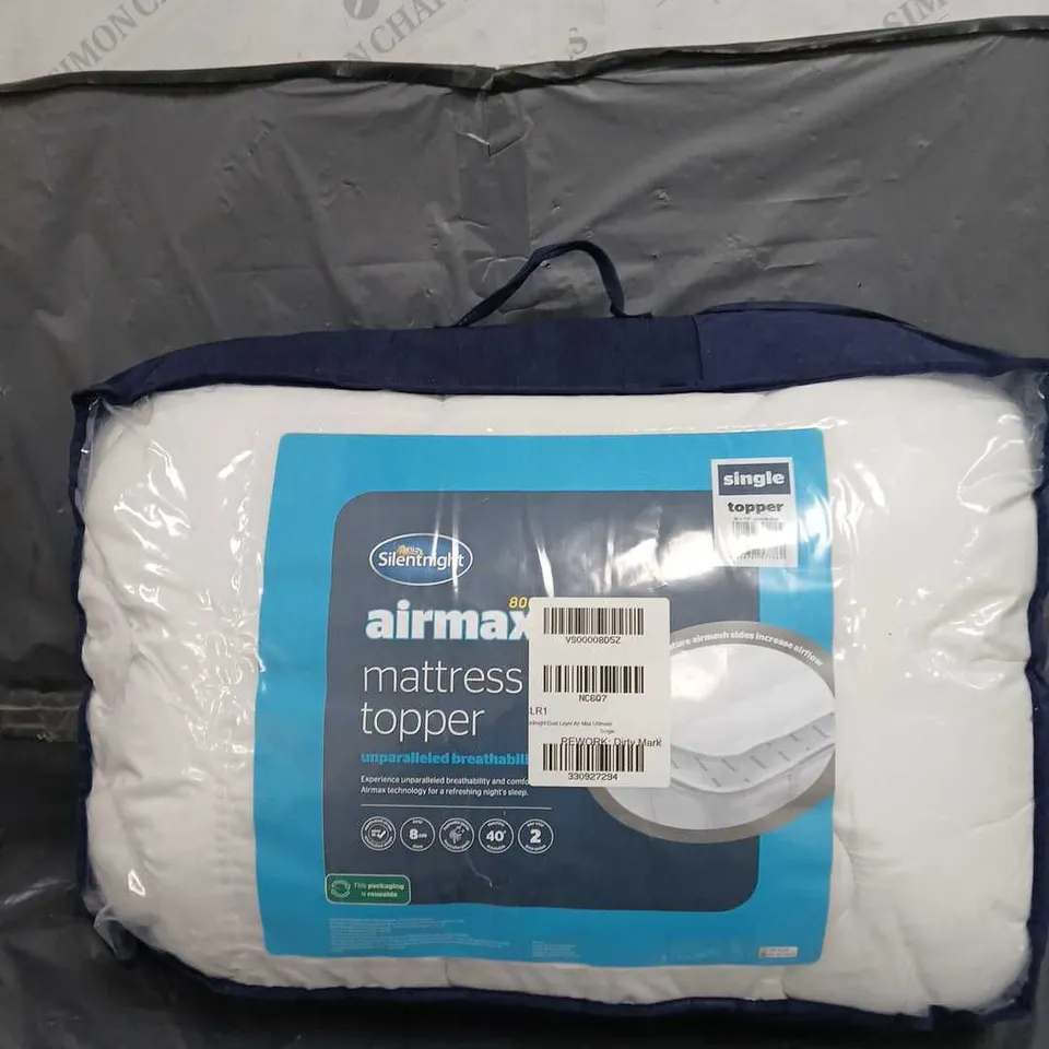 SILENT NIGHT AIRMAX DUAL LAYER ULTIMATE MATTRESS TOPPER SIZE SINGLE