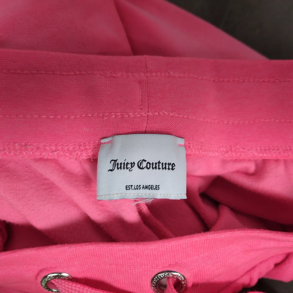 JUICY COUTURE PINK VELOUR JOGGERS – WOMEN'S DRAWSTRING WAIST WITH LOGO PATCH - SIZE UNSPECIFIED 