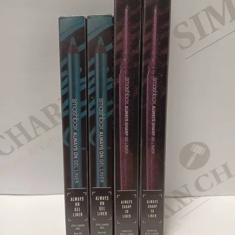 LOT OF 4 ASSORTED SMASHBOX PRODUCTS TO INCLUDE 2 X ALWAYS SHARP 3D LINER #ORCHID & 2 X ALWAYS ON GEL LINER #BALLER